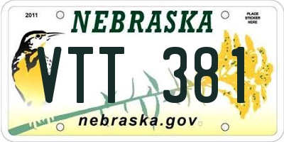 NE license plate VTT381