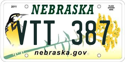 NE license plate VTT387