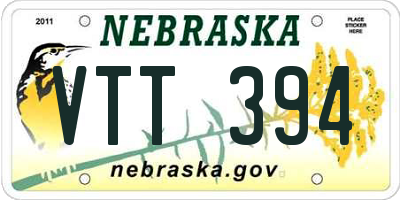 NE license plate VTT394