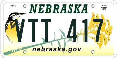 NE license plate VTT417