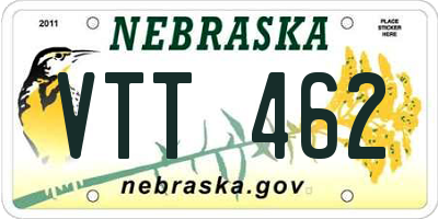 NE license plate VTT462