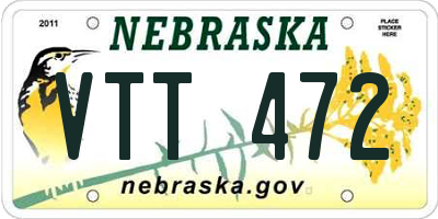 NE license plate VTT472