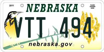 NE license plate VTT494