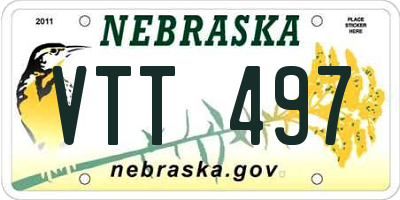 NE license plate VTT497