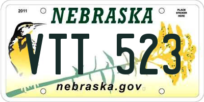 NE license plate VTT523