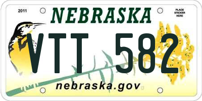 NE license plate VTT582