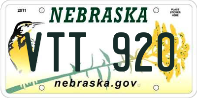 NE license plate VTT920