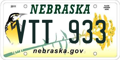 NE license plate VTT933