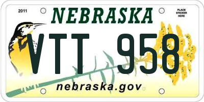 NE license plate VTT958
