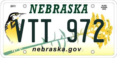NE license plate VTT972