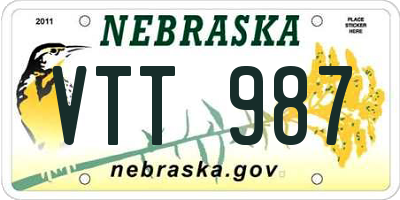 NE license plate VTT987