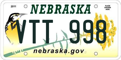 NE license plate VTT998