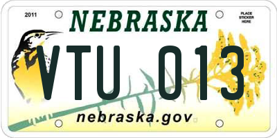NE license plate VTU013