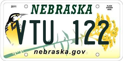 NE license plate VTU122