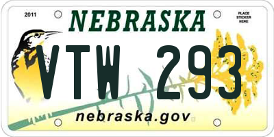 NE license plate VTW293