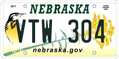 NE license plate VTW304