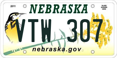 NE license plate VTW307