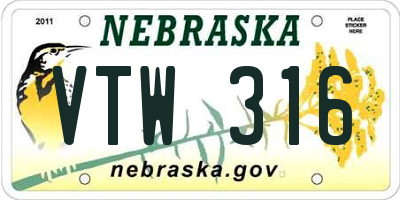 NE license plate VTW316