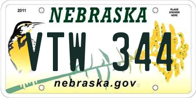 NE license plate VTW344