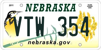 NE license plate VTW354