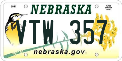 NE license plate VTW357