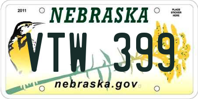 NE license plate VTW399