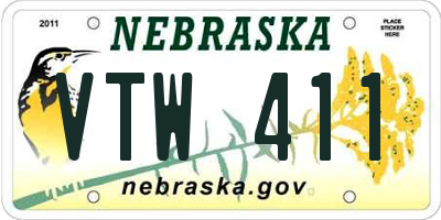 NE license plate VTW411