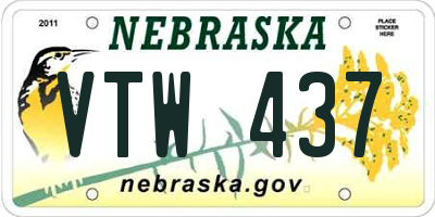 NE license plate VTW437