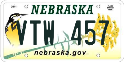 NE license plate VTW457