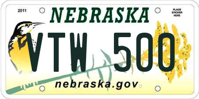 NE license plate VTW500