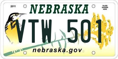 NE license plate VTW501