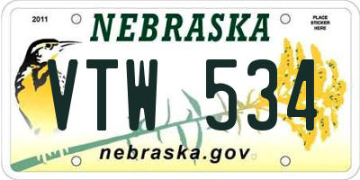 NE license plate VTW534