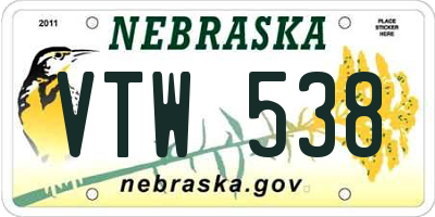 NE license plate VTW538