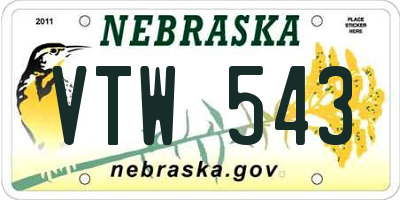 NE license plate VTW543