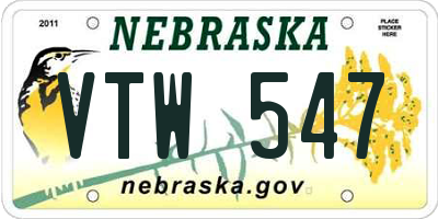 NE license plate VTW547