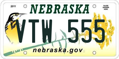 NE license plate VTW555