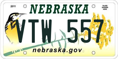 NE license plate VTW557