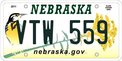 NE license plate VTW559