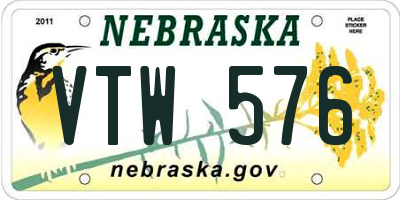 NE license plate VTW576