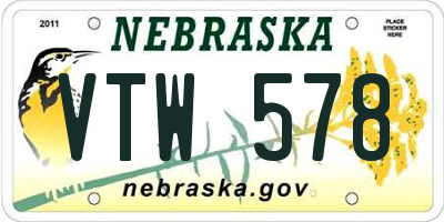NE license plate VTW578