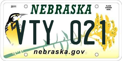NE license plate VTY021