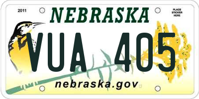 NE license plate VUA405