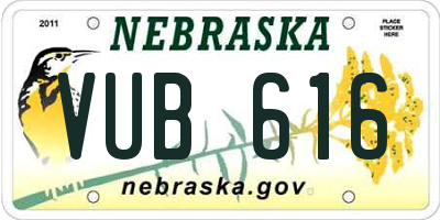 NE license plate VUB616