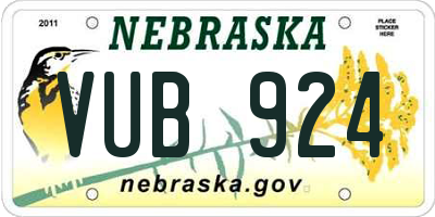 NE license plate VUB924