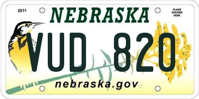 NE license plate VUD820