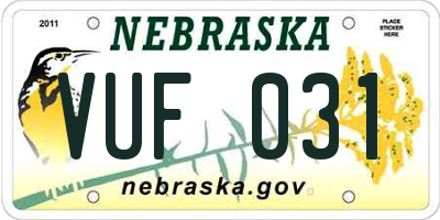 NE license plate VUF031