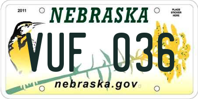 NE license plate VUF036