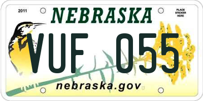 NE license plate VUF055
