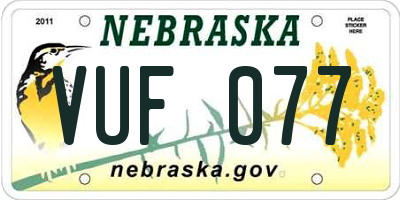 NE license plate VUF077