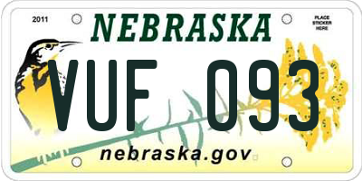 NE license plate VUF093